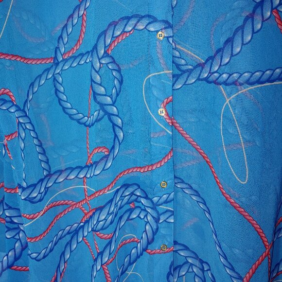 ZARA Nautical Ropes Print Oversized Blouse Shirt Size XS Blue - Picture 4 of 5